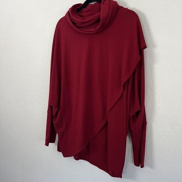 Kate & Mallory Red Stretch Rayon Dolman Sleeved Tulip Wrap Knit Pullover Size XL - Picture 10 of 10